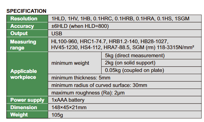 Portable Leeb Hardness Tester (Basic Model) - HDT-L411