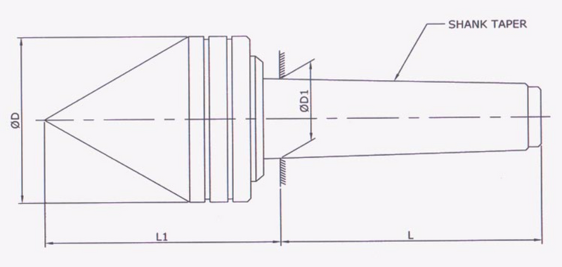 Pipe Center MT-4 : Pointed  60° Angle Revolving Cone (Not Dead) (For Conventional Slow Speed Non CNC Application)