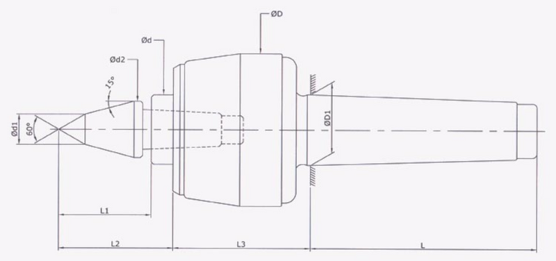 Revolving Center : Heavy Duty - R Model (CNC - Interchangeable , Extended Point , Carbide Tipped)