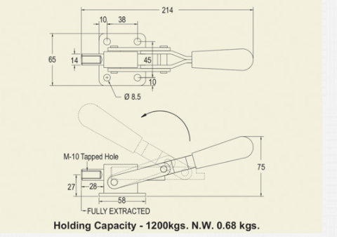 Push / Pull Action Toggle Clamp - Reverse Handle : PAR