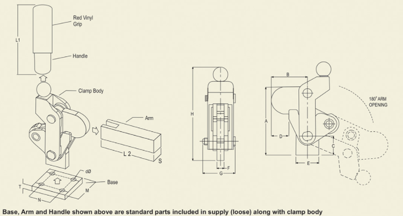 Heavy Duty Weldable Toggle Clamp - Modular Design : WTC