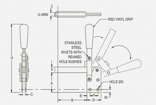 Hold Down Toggle Clamp - Vertical Handle - Base Straight : VHDT