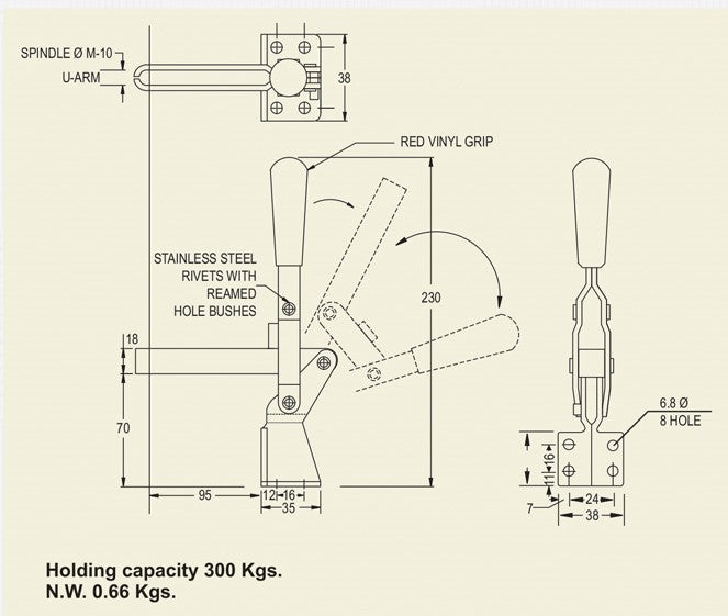 Hold Down Toggle Clamp - Vertical Handle - Right Angle Base : RATC