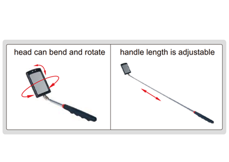 Telescoping Inspection Mirror With Illumination - 7162