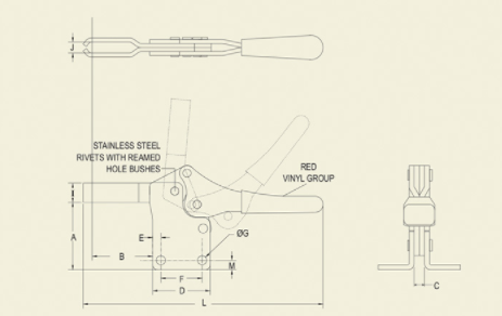 Hold Down Toggle Clamp - Horizontal Handle -  Base Straight : HDTC