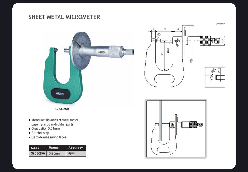 Sheet Metal Micrometer - 3263-25A