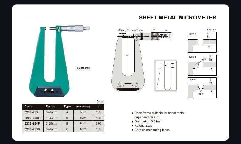 Sheet Metal Micrometers - 3239