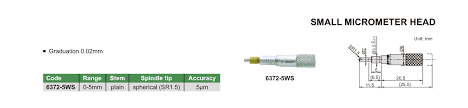 Small Micrometer Head - 6372-5WS