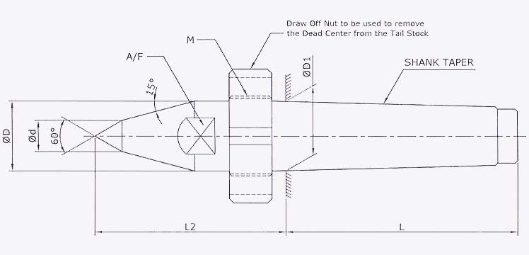 CNC Dead Center : Plain (Extended - With Draw off Nut)