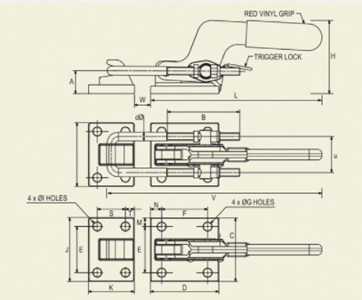 Horizontal Latch Clamp - Heavy Duty - with Trigger Lock : PAC