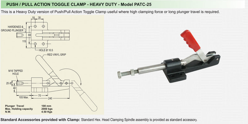 Push / Pull Action Toggle Clamp -   Heavy Duty : PATC