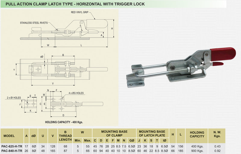 Pull Action Clamp Latch Type - Horizontal With Trigger Lock : PAC