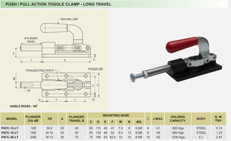 Push / Pull Action Toggle Clamp - Long Travel : PATC