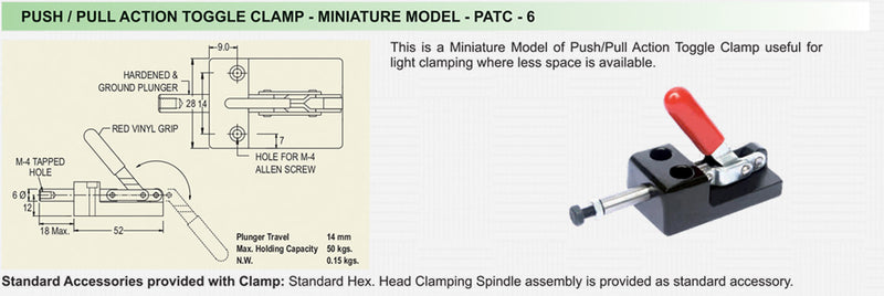 Push / Pull Action Toggle Clamp -   Miniature Model : PATC