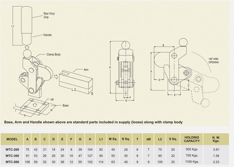 Heavy Duty Weldable Toggle Clamp - Modular Design : WTC