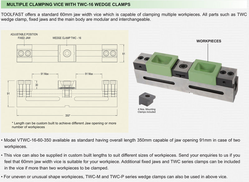 Multiple Clamping Vice With TWC-16 Wedge Clamps