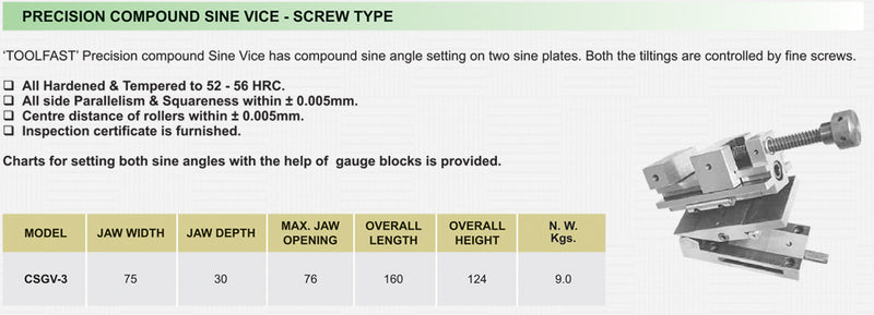 Precision Compound Sine Vice - Screw Type : CSGV