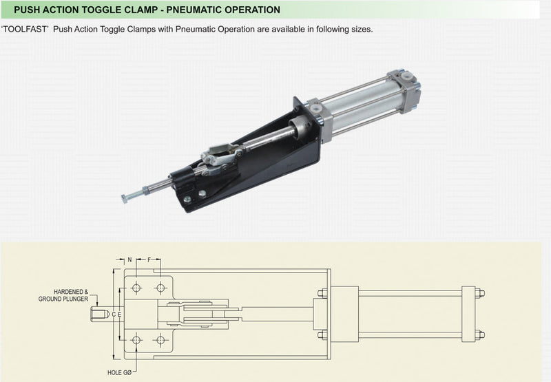 Push Action Toggle Clamp - Pneumatic Operation : POPA