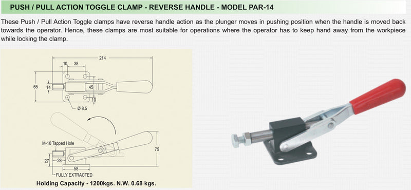 Push / Pull Action Toggle Clamp - Reverse Handle : PAR