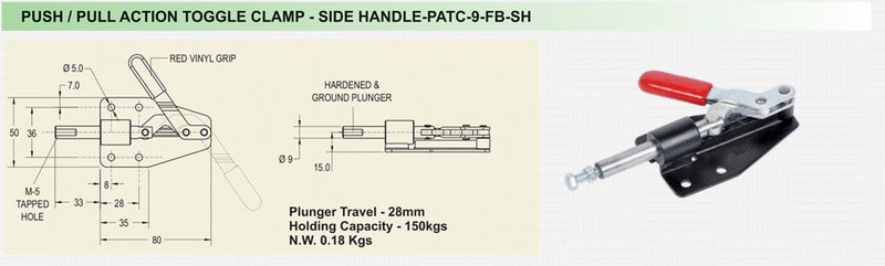 Push / Pull Action Toggle Clamp -  Side Handle : PATC