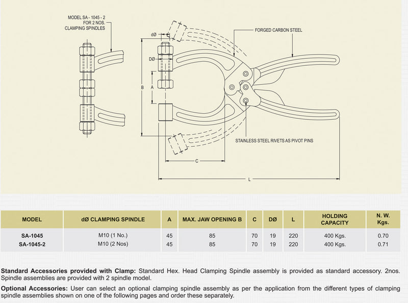 Squeeze Action Toggle Clamp : SA